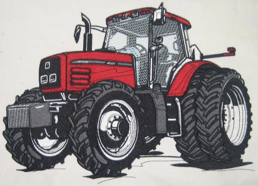 Quality Embroidery Digitizing with Tractor Sewout on Twill material with Tajima